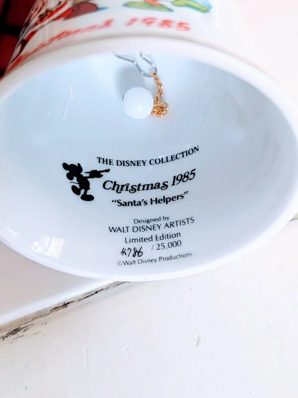 Set of 5 VTG Disney Grolier Christmas Bells 1985-1992 Mickey Donald Ceramic 80s